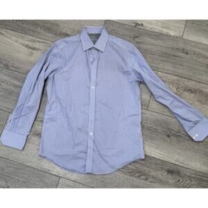 Twillory Shirt Mens 16 34-35 Tailored Fit Blue Plaid Performance Long Sleeve